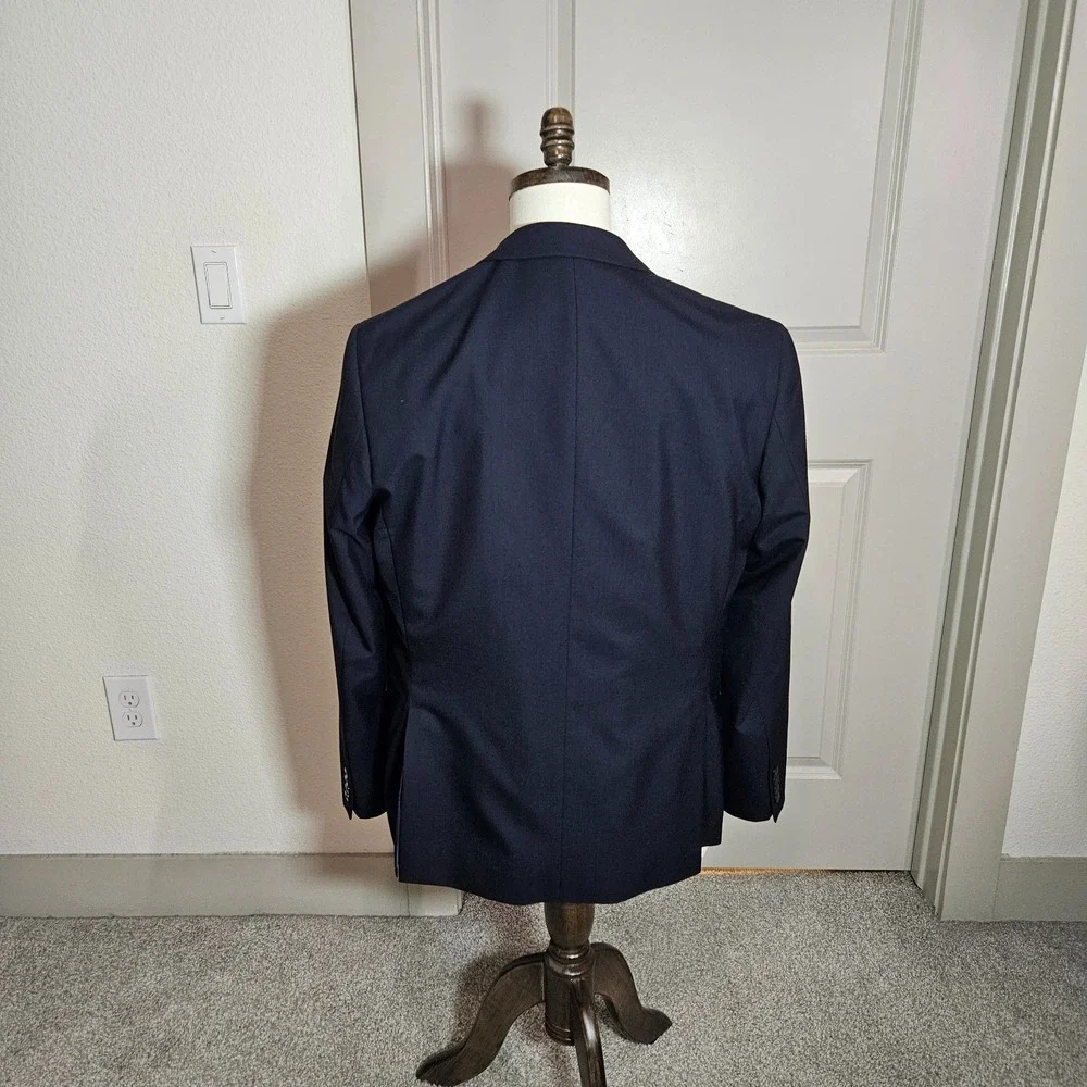 M&S Wool Suit Blazer Jacket Men‎ US 42 Eur 52 Medium Dark Navy Super 100's